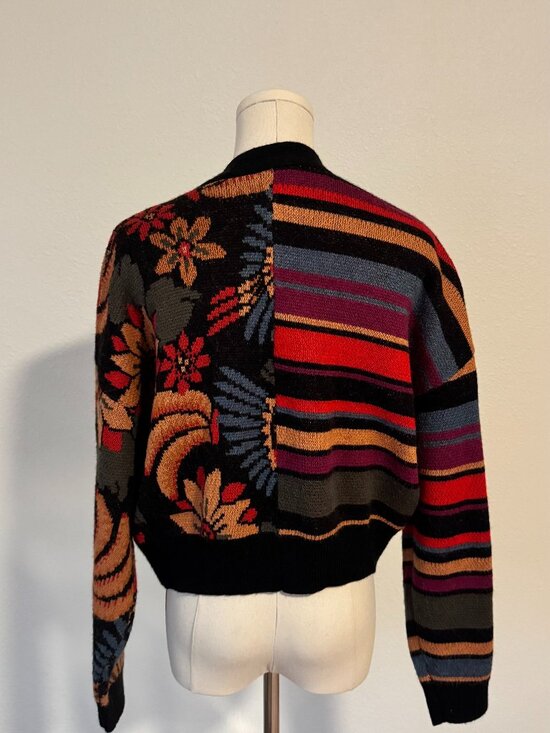 FARM Rio Sweaters - Farm Rio Floral Striped Patchwork Cardigan Size S Colorful NWT